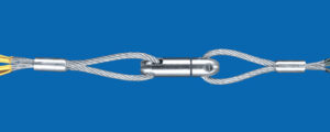 Freileitungsziehstrümpfe und Fischverbinder zum Auswechseln von Leiterseilen