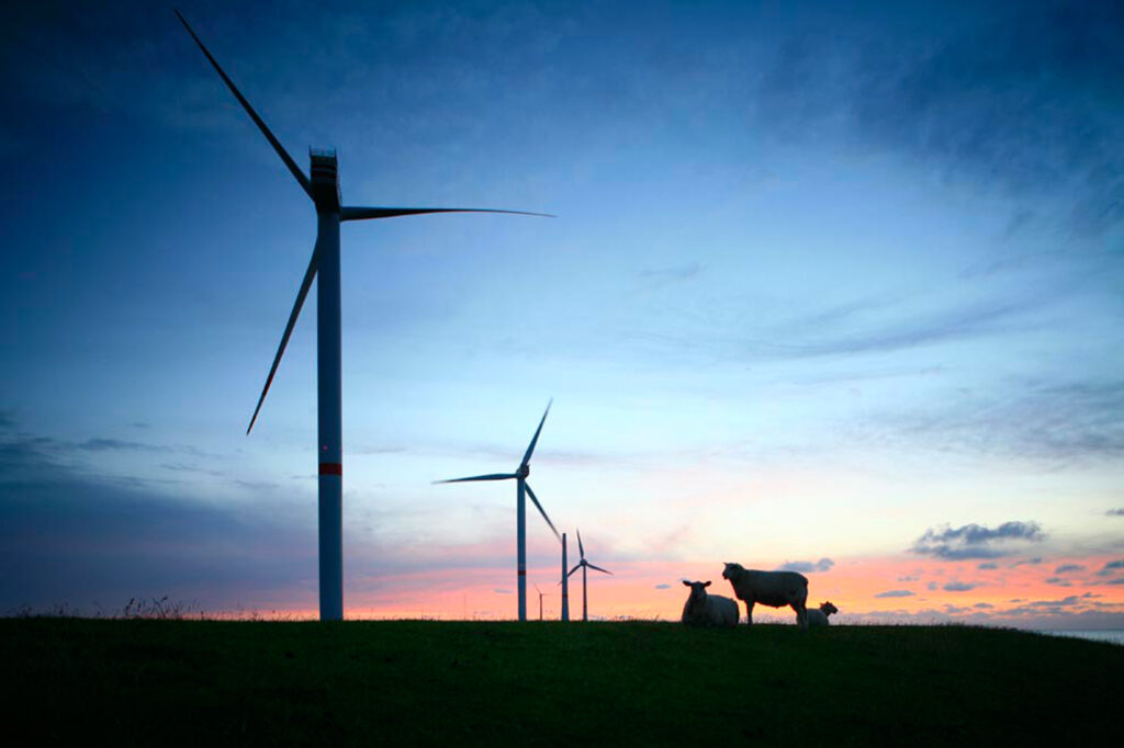 Windpark bei Nacht
